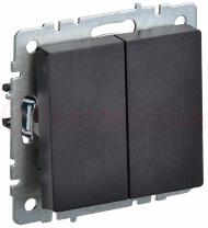 BRITE Выключатель двухклавишный 10А ВС10-2-0-БрЧ черный BRITE Выключатель двухклавишный 10А ВС10-2-0-БрЧ черный