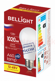 Лампа светодиодная LED A60 Е27 12W 12-48вольт 4000К Bellight Лампа светодиодная LED A60 Е27 12W 12-48вольт 4000К Bellight