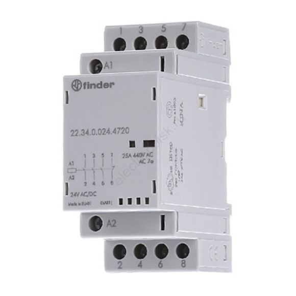 Контактор модульный 3NO+1NC 25А контакты AgSnO2 катушка 12В АС/DC 35мм IP20 переключатель Авто-Вкл-Выкл+механический индикатор/LED