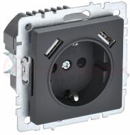 BRITE Розетка 1-местная с заземлением с защитными шторками 16А с USB A+A 5В 3,1А РЮш10-2-БрГ графит IEK BRITE Розетка 1-местная с заземлением с защитными шторками 16А с USB A+A 5В 3,1А РЮш10-2-БрГ графит IEK