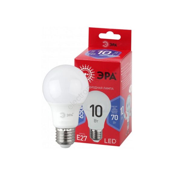 Лампа светодиодная LED A60-10W-865-E27 R  (диод, груша, 10Вт, хол, E27) (10/100/2000) ЭРА