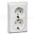 ЭТЮД Розетка двойная скрытой установки с заземлением со шторками 16А 250B, белый