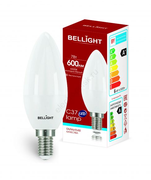 Лампа LED 7Вт 3000K 600Лм E14  Свеча Bellight (88297883)