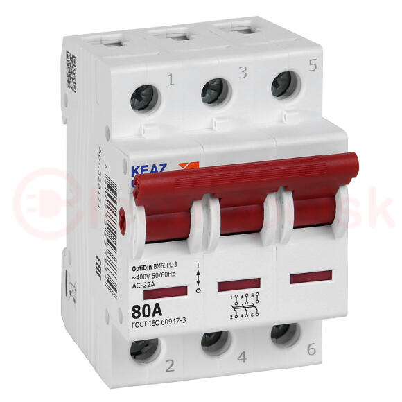 Выключатель нагрузки 3П 80А 400В OptiDin BM63PL-380-УХЛ3 (ВМ63PL) Выключатель нагрузки 3П 80А 400В OptiDin BM63PL-380-УХЛ3 (ВМ63PL)
