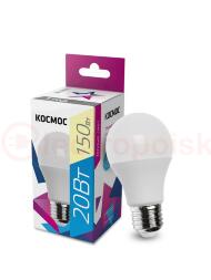Лампа светодиодная LED 20Вт 220В Е27 D60х118 3000К теплый A60 1800 лм Космос Лампа светодиодная LED 20Вт 220В Е27 D60х118 3000К теплый A60 1800 лм Космос
