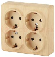 Розетка 4х2P+E Schuko со шторками, 16A-250В, ОУ, Эра Эксперт, сосна, 11-2211-11 Розетка 4х2P+E Schuko со шторками, 16A-250В, ОУ, Эра Эксперт, сосна, 11-2211-11