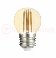 Лампа сетодиодная декоративная LED 6w E27 4000K шар золотой филамент 230/50 Jazzway Лампа сетодиодная декоративная LED 6w E27 4000K шар золотой филамент 230/50 Jazzway