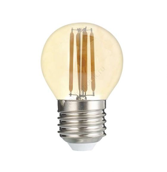 Лампа сетодиодная декоративная LED 6w E27 4000K шар золотой филамент 230/50 Jazzway (5021303)