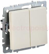 BRITE Выключатель двухклавишный 10А ВС10-2-0-БрКр бежевый BRITE Выключатель двухклавишный 10А ВС10-2-0-БрКр бежевый