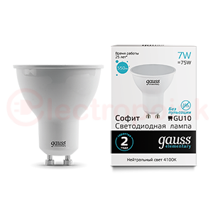 Лампа светодиодная LED 7 Вт 550 Лм 4100К белая GU10 MR16 Elementary Gauss