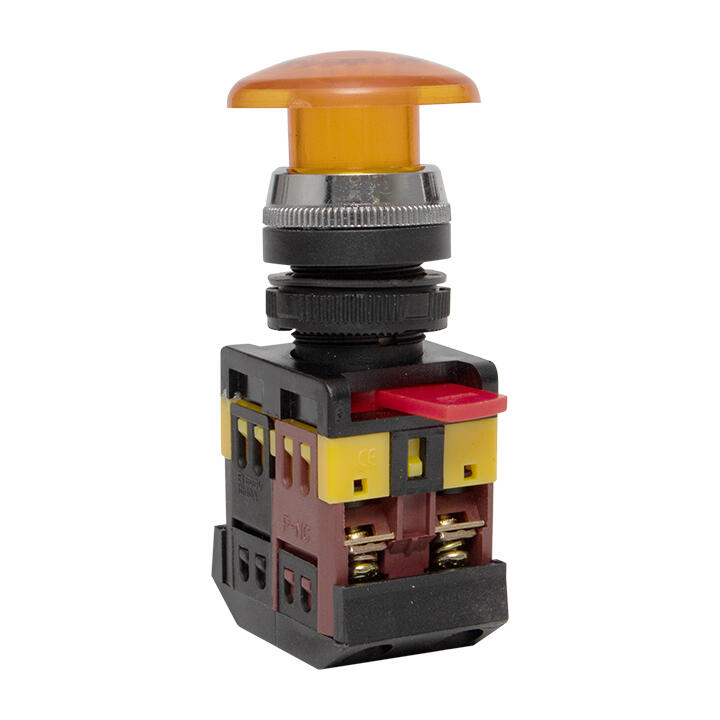 Кнопка желтая AELA-22 220 В Гриб с подсветкой NO+NC - купить в интернет ...