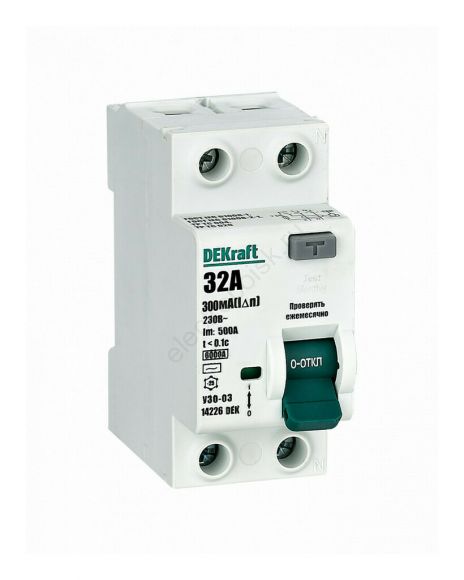 Выключатель дифференциального тока (УЗО) 2P 32А 300мА AC УЗО-03 6кА