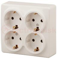 Розетка 4х2P+E Schuko со шторками, 16A-250В, ОУ, Эра Эксперт, сл.кость, 11-2211-02 Розетка 4х2P+E Schuko со шторками, 16A-250В, ОУ, Эра Эксперт, сл.кость, 11-2211-02