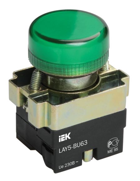 Индикатор LAY5-BU63 зеленого цвета диам. 22мм 
