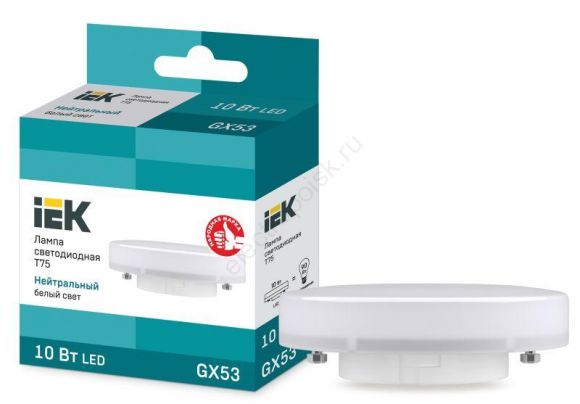 Лампа светодиодная LED 10вт GX53 белый таблетка ECO (LLE-T80-10-230-40-GX53)