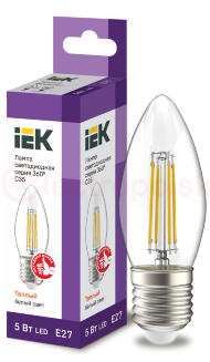 Лампа светодиодная LED 5вт Е27 теплый свеча FILAMENT Лампа светодиодная LED 5вт Е27 теплый свеча FILAMENT