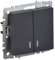 BRITE Выключатель двухклавишный с индикацией 10А ВС10-2-1-БрГ графит BRITE Выключатель двухклавишный с индикацией 10А ВС10-2-1-БрГ графит