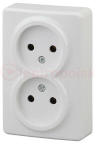 Розетка 2х2P, 16A-250В, ОУ, Эра Эксперт, белый, 11-2202-01 Розетка 2х2P, 16A-250В, ОУ, Эра Эксперт, белый, 11-2202-01