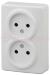 Розетка 2х2P, 16A-250В, ОУ, Эра Эксперт, белый, 11-2202-01