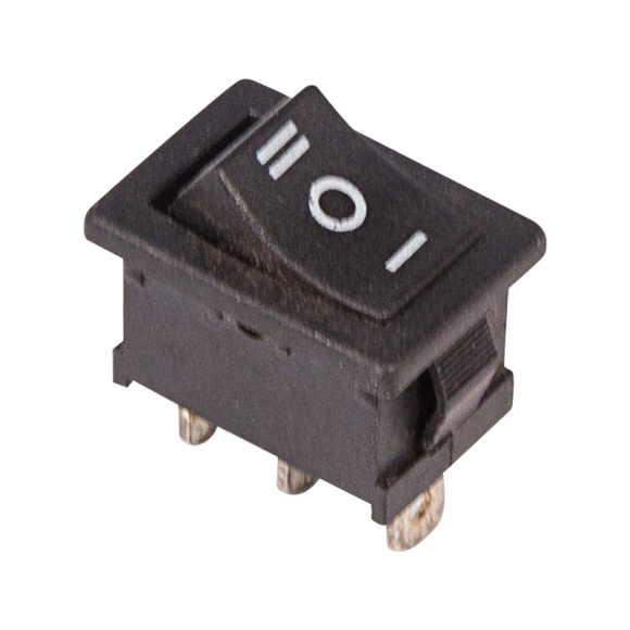 Выключатель клавишный 250V 6А (3с) ON-OFF-ON черный  с нейтралью  Mini  REXANT