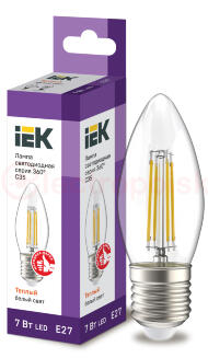 Лампа светодиодная LED 7вт Е27 теплый свеча FILAMENT Лампа светодиодная LED 7вт Е27 теплый свеча FILAMENT