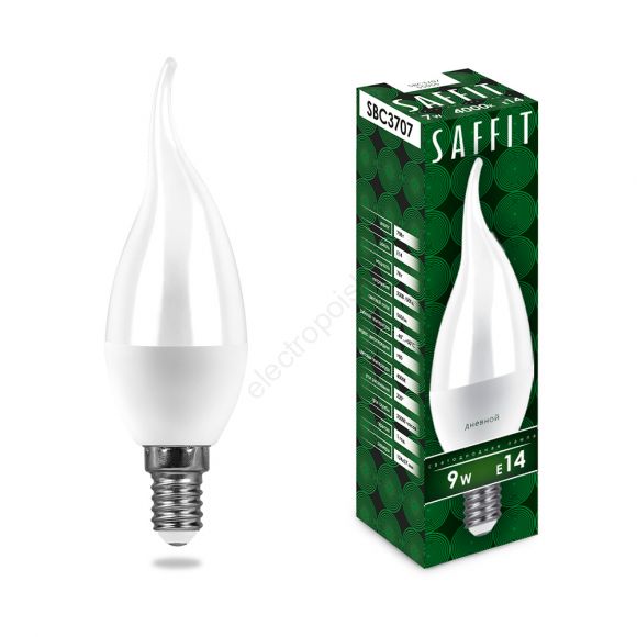 Лампа светодиодная LED 9вт Е14 дневной матовая свеча на ветру (55173)