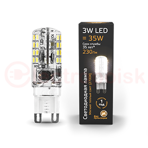 Лампа светодиодная LED 3 Вт 230 Лм 2700К теплая G9 капсула 220 В силикон Black Gauss Лампа светодиодная LED 3 Вт 230 Лм 2700К теплая G9 капсула 220 В силикон Black Gauss