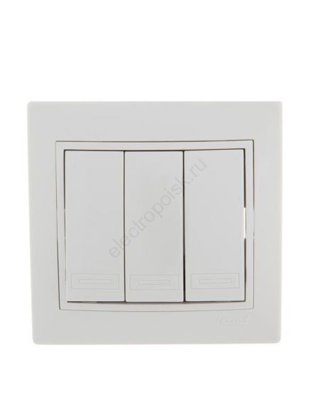 MIRA Выключатель трехклавишный белый с белой вставкой 701-0202-109
