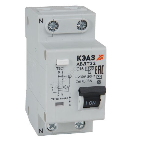 Выключатель автоматический дифференциального тока АВДТ с защитой от сверхтоков 2П 10А 30мА А АВДТ32-22C10-AC-УХЛ4