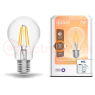 Лампа светодиодная умная LED 7 Вт 806 Лм 2700К E27 А60 диммируемая управление по Wi-Fi Smart Home Filament Gauss Лампа светодиодная умная LED 7 Вт 806 Лм 2700К E27 А60 диммируемая управление по Wi-Fi Smart Home Filament Gauss