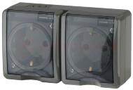 Розетка 2х2P+E IP54, 16A-250В, ОУ, Эра Эксперт, серый, 11-2403-03 Розетка 2х2P+E IP54, 16A-250В, ОУ, Эра Эксперт, серый, 11-2403-03