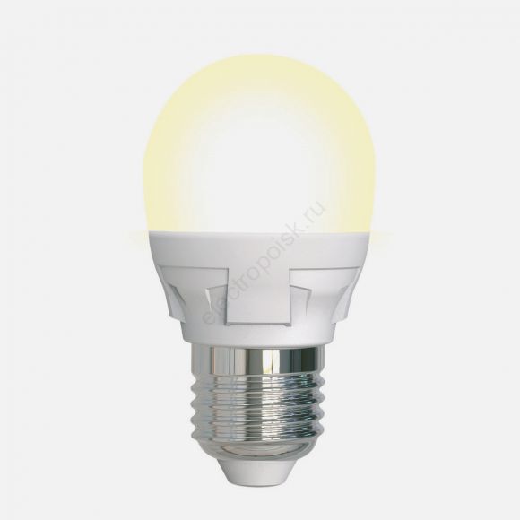 LED-G45 7W/3000K/E27/FR/DIM PLP01WH Лампа светодиодная, диммируемая. Форма «шар», матовая. Серия Яркая. Теплый белый свет (3000K). Картон. ТМ Uniel. (UL-00004303)