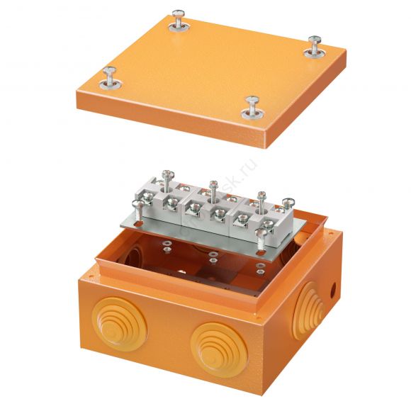 Коробка стальная FS с кабельными вводами и клеммниками IP55 150х150х80мм 6р 450V 20A 10мм.кв  нерж.контакт (FSK31610)