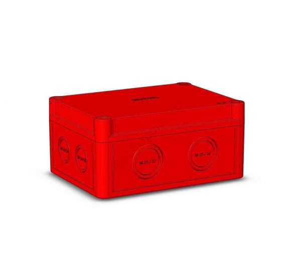Коробка КР2801-741 ПК поликарбонат,красный цвет корпуса и крышки,крышка низкая, пластина МП1 (КР2801-741)