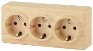 Розетка 3х2P+E Schuko, 16A-250В, ОУ, Эра Эксперт, сосна, 11-2208-11 Розетка 3х2P+E Schuko, 16A-250В, ОУ, Эра Эксперт, сосна, 11-2208-11