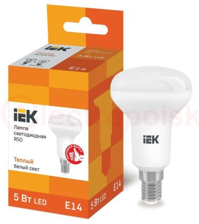 Лампа светодиодная LED рефлекторная 5вт E14 R50 тепло-белый ECO