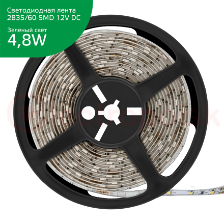 Лента светодиодная LEDх60/м 5м 4.8w/м 12в.IP66 зеленый Elementary Gauss