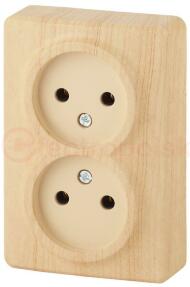 Розетка 2х2P, 16A-250В, ОУ, Эра Эксперт, сосна, 11-2202-11 Розетка 2х2P, 16A-250В, ОУ, Эра Эксперт, сосна, 11-2202-11