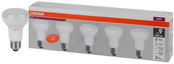 Лампа светодиодная LED 8 Вт E27 6500К 640Лм гриб 220 В (замена 60Вт) OSRAM (4058075584099)