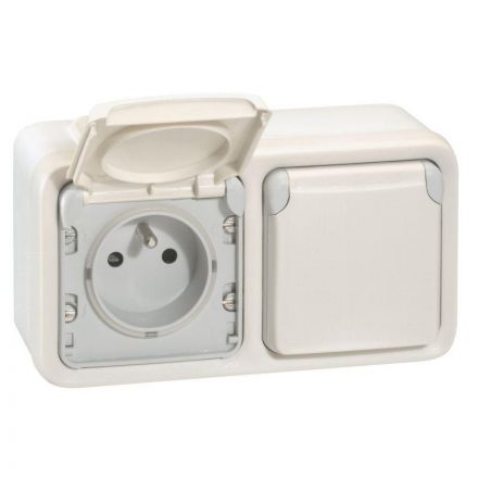 Коробка наружная двухпостовая IP55, горизонтальная, цвет белый