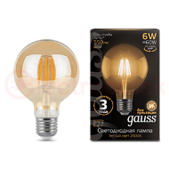 Лампа светодиодная LED 6 Вт 550 Лм 2400К теплая Е27 G95 golden Filament Gauss Лампа светодиодная LED 6 Вт 550 Лм 2400К теплая Е27 G95 golden Filament Gauss