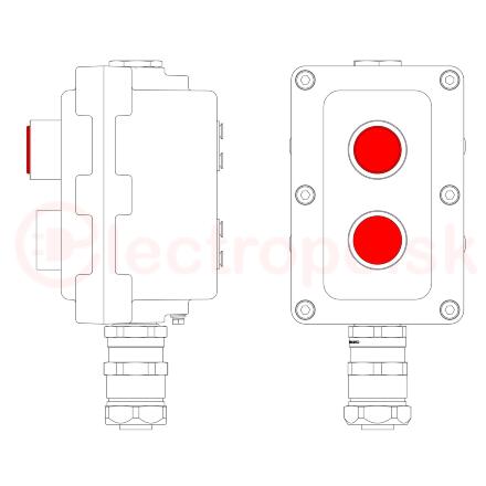 Взрывонепроницаемый пост управления из алюминия LCSD-02-B-MC-L1R(220)x1-P1R(11)x1-PCMB-KAEPM3MHK-20