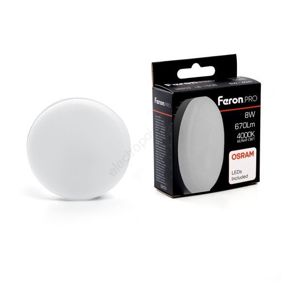 Лампа светодиодная LED 8вт GX53 белый таблетка Feron.PRO (38203)