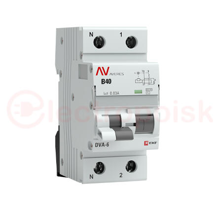 Автомат дифференциальный DVA-6 1P+N 40А (B) 30мА (AC) 6кА AVERES