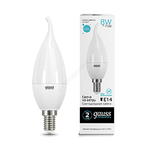 Лампа светодиодная LED 8 Вт 540 Лм 4100К белая Е14 Свеча на ветру Elementary Gauss (34128)
