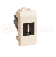 Розетка USB 2.0 Brava слоновая кость 1 модуль Розетка USB 2.0 Brava слоновая кость 1 модуль