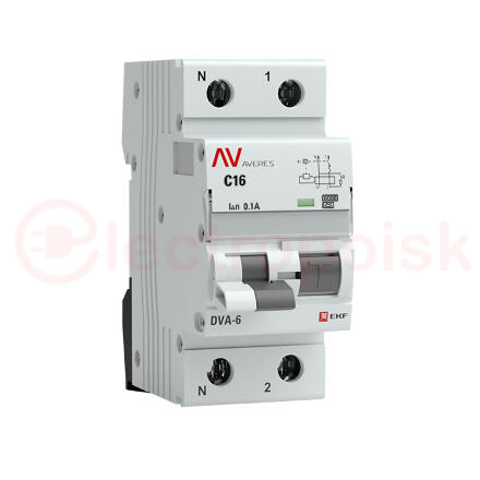 Автомат дифференциальный DVA-6 1P+N 16А (C) 100мА (A) 6кА AVERES