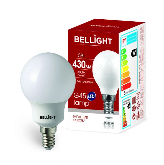 Лампа LED 5Вт 3000K 470Лм E14  Свеча Bellight (88297881)