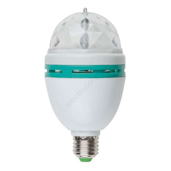 Светодиодный светильник-проектор ULI-Q301 Серия DISCO, многоцветный ТМ VOLPE Работа от сети 220В Для установки в электропатрон E27 Цвет корпуса - белый. (09839)