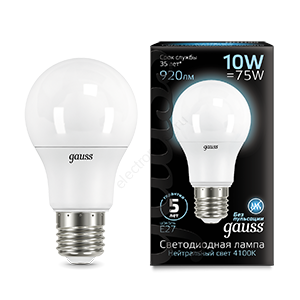 Лампа светодиодная LED 10 Вт 920 Лм 4100К белая Е27 A60 Black Gauss